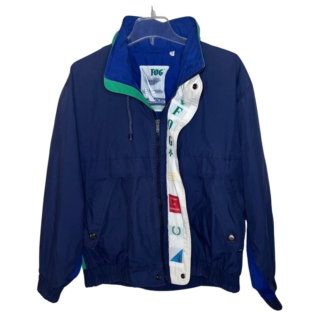 London Fog Vintage Men’s Color Block Jacket Windbreaker With Built In Hood Med
